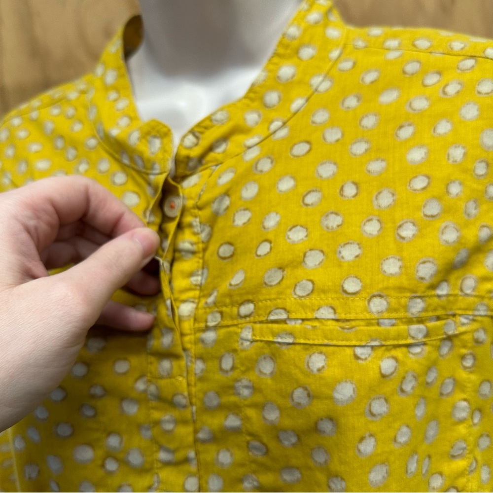 Anthropologie Odille high low Mustard yellow tunic top Oversized Lagenlook SZ 12 - Picture 7 of 8